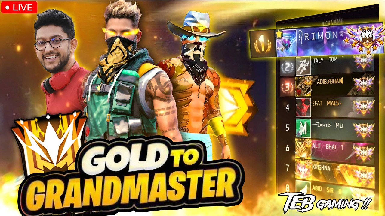 LIVE 🔴 Free Fire New Season Grandmaster Top 1 Rank Push