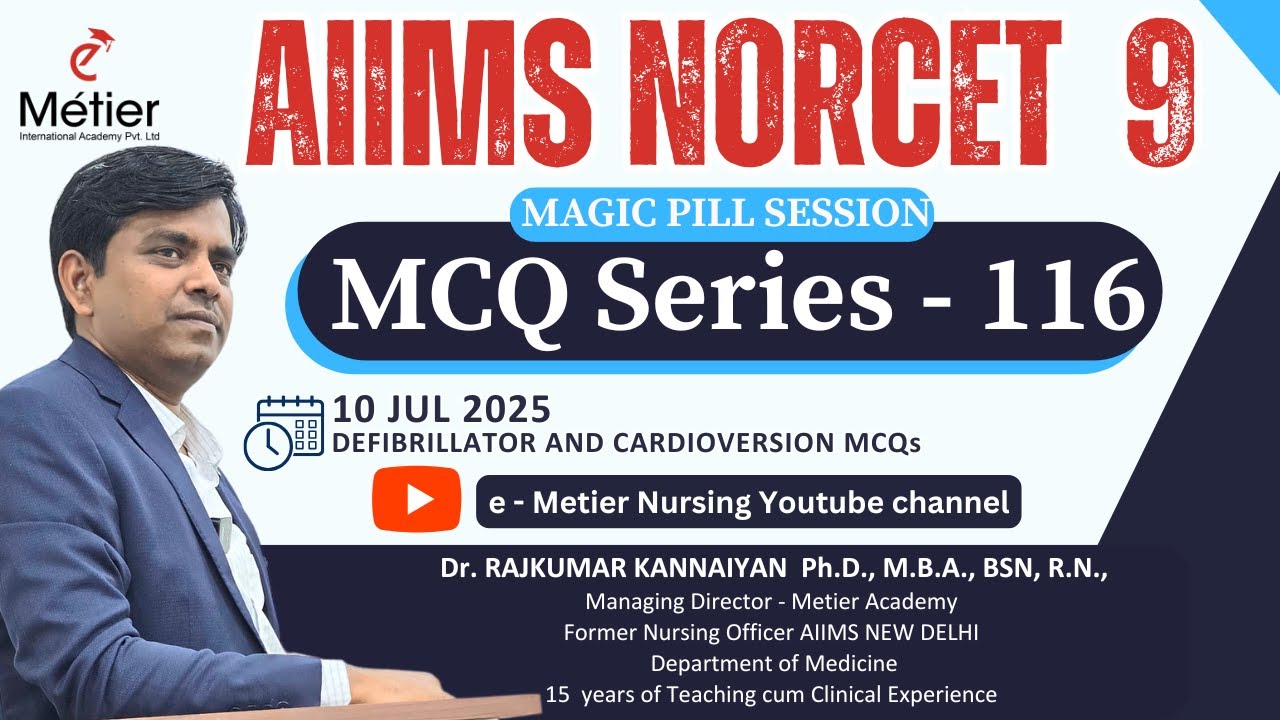 Defibrillator/Cardioversion MCQs l Magic Pills 116| NORCET- 9 & JIPMER | MIA | Dr Rajkumar Sir Team