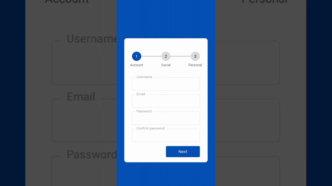 multi step form with animation using HTML and CSS