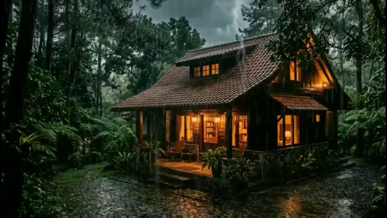 Rain Sound in Forest ⛈️😴🎧 Heavy Rain on Window for Fall Asleep Quickly | Soothing Rainy Day Vibes