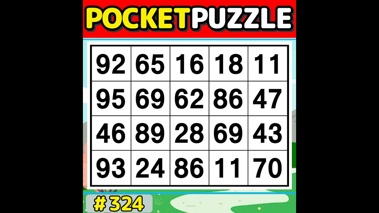 【Pocket Puzzle】 Activate your brain! 《Number Search|Brain training》 #324
