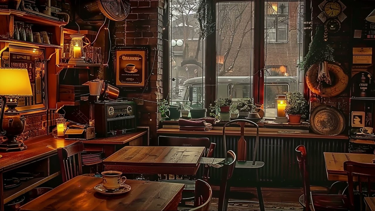 It's 1940s and you're listening to quiet vintage jazz on a calm rainy day