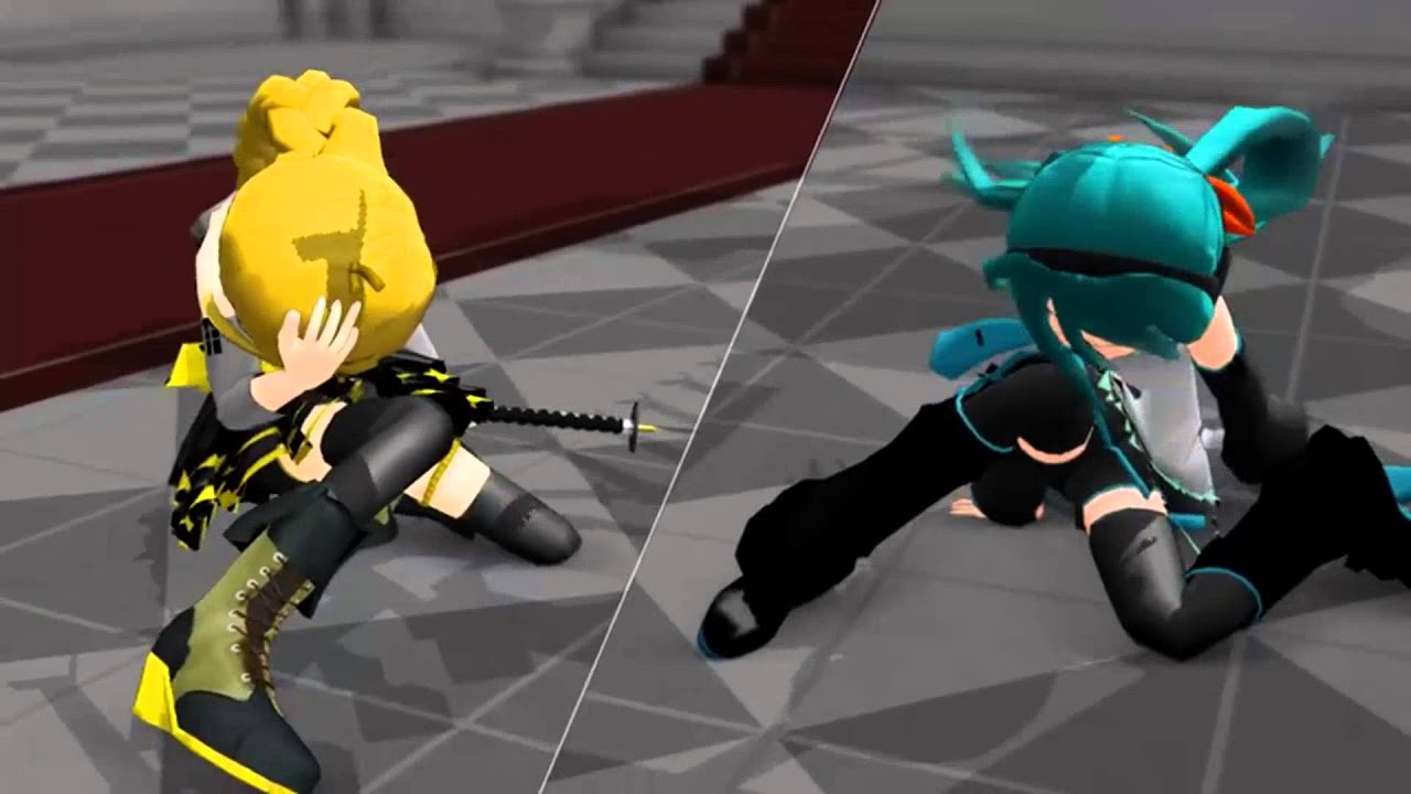 MMD Cup 11 Miku vs Neru Pretend Sword fight, the winner gets....