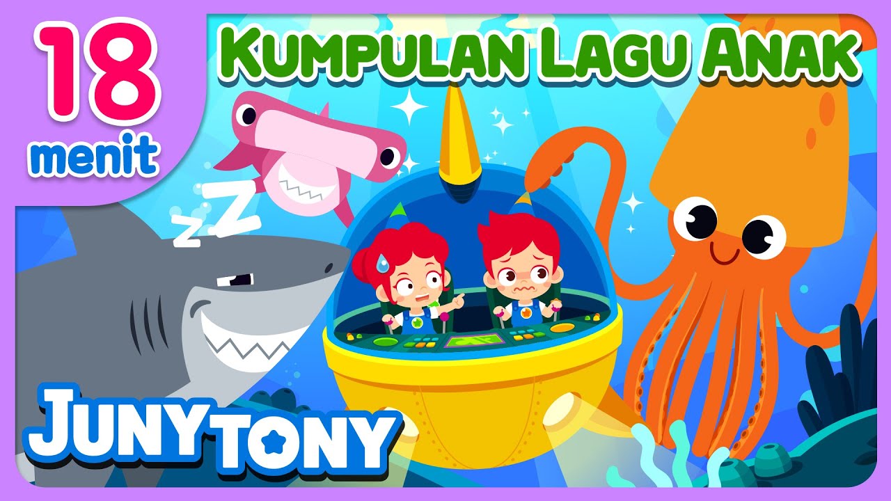 🦑🦈 Hewan laut keren, Ikan Paus, Hiu, Cumi Raksasa | Kumpulan Lagu Anak | JunyTony Bahasa Indonesia