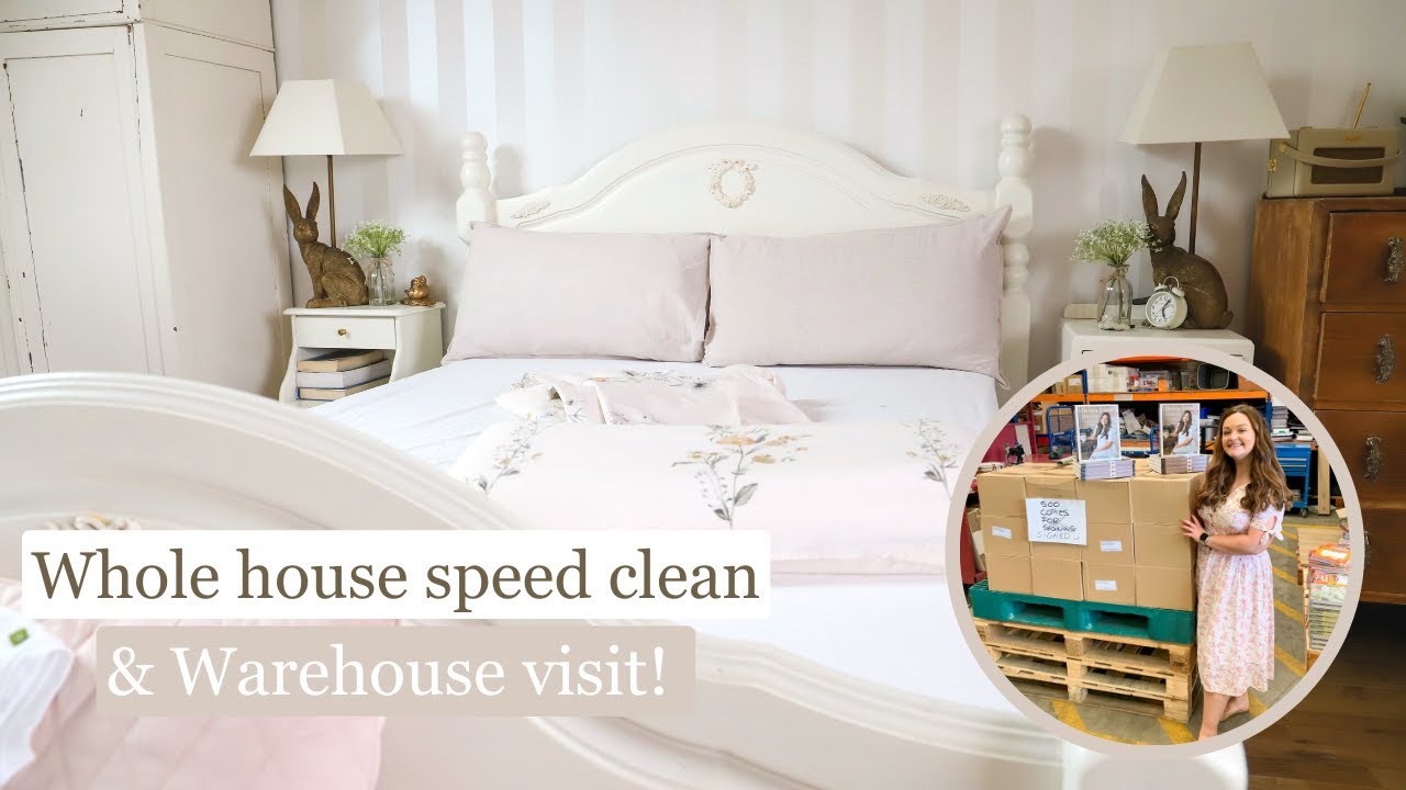 Whole house deep speed clean with me and warehouse signing visit