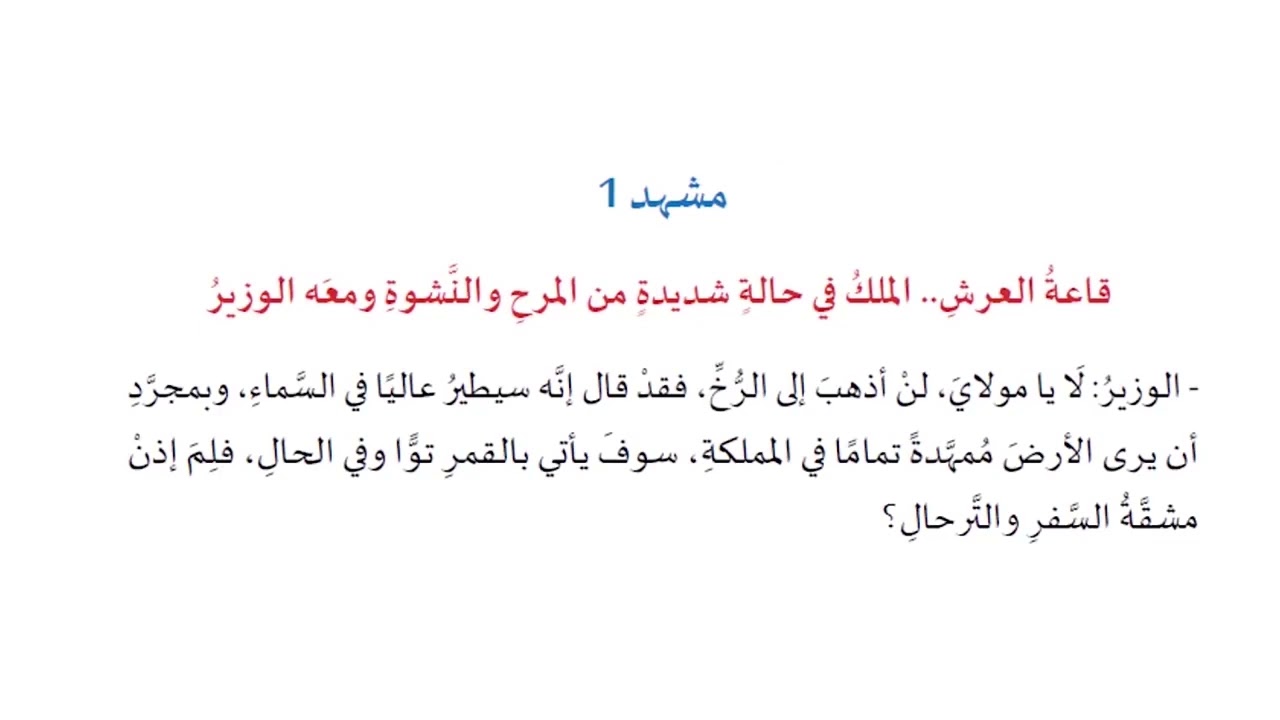 درس القراءة مسرحية حلم السنين ج1- لمادة اللغة العربية الصف التاسع الفصل الثاني المنهاج القطري