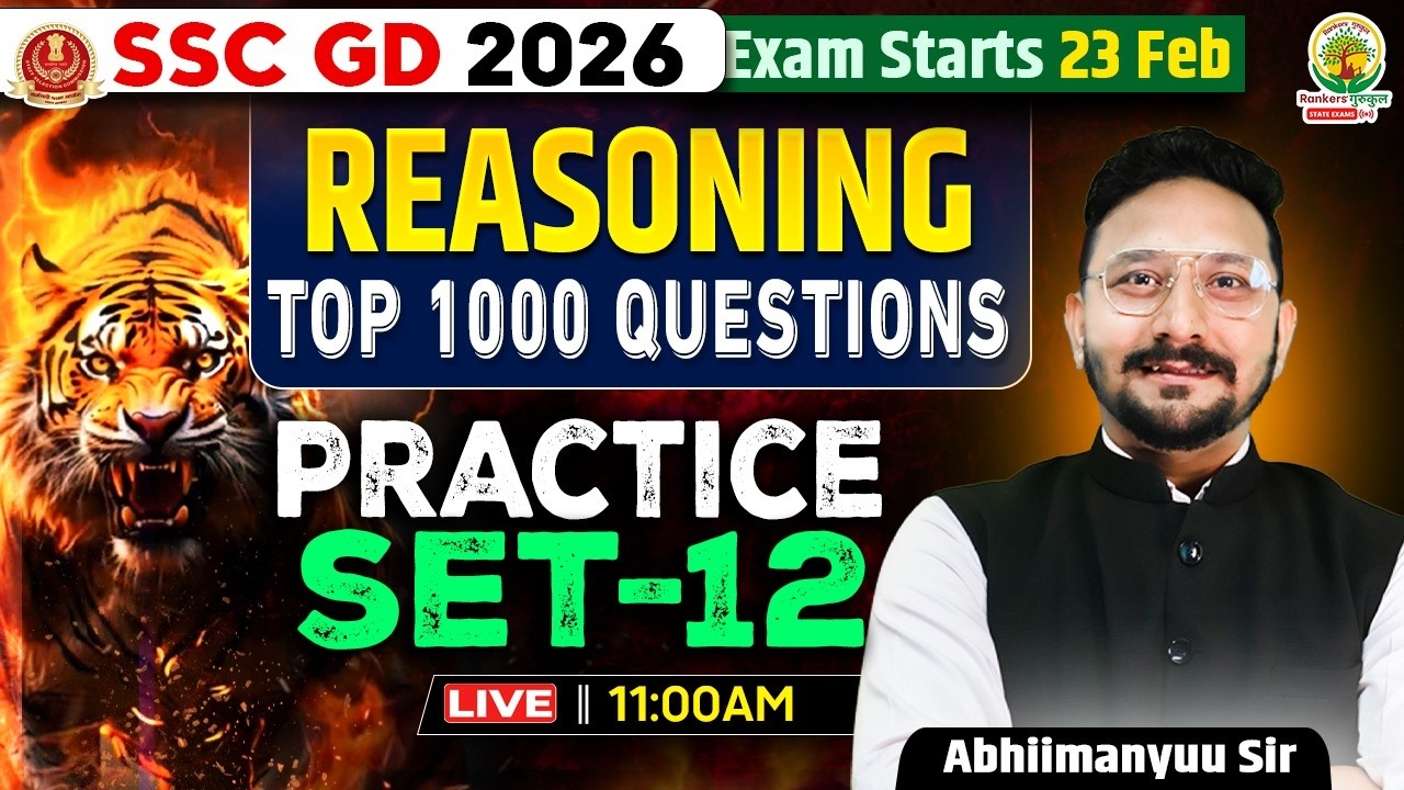 SSC GD 2026 Reasoning Top 1000 Questions Practice Set - 12 | By Abhimanyu Sir