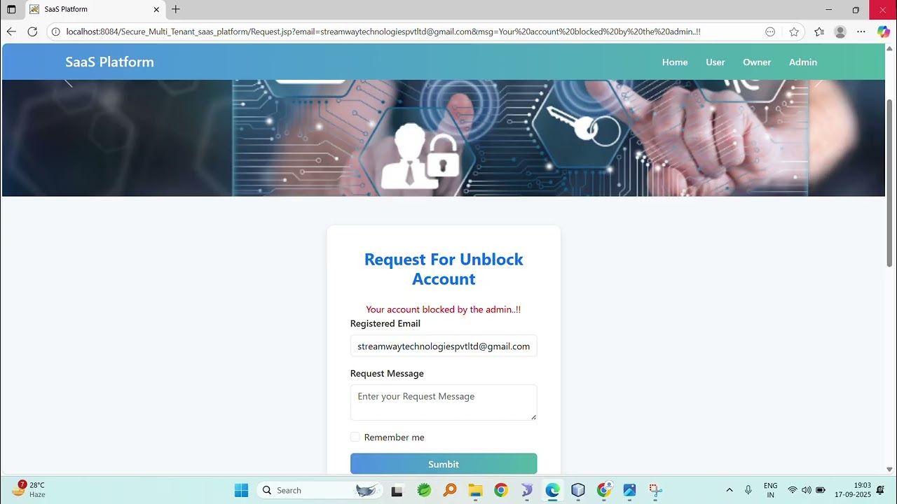 Secure Multi-Tenant saas platform with authentication and Alert System | Java | Mysql | Gmail API