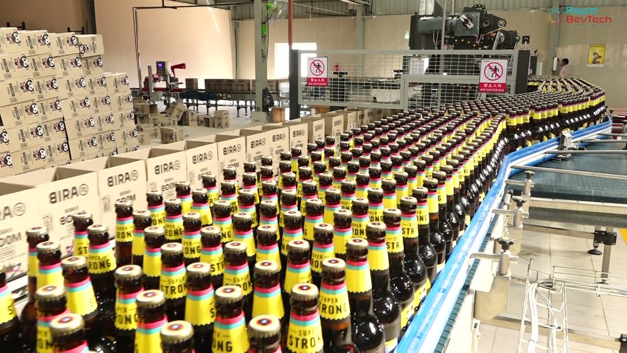 Beer glass filling & packaging line