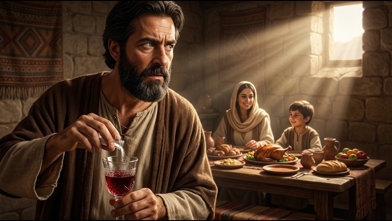وضع السم لزوجته في الكأس ليتخلص منها،وفي لحظة الاحتفال، تبادلت الأطباق عن طريق الخطأ مع ابنه الوحيد!
