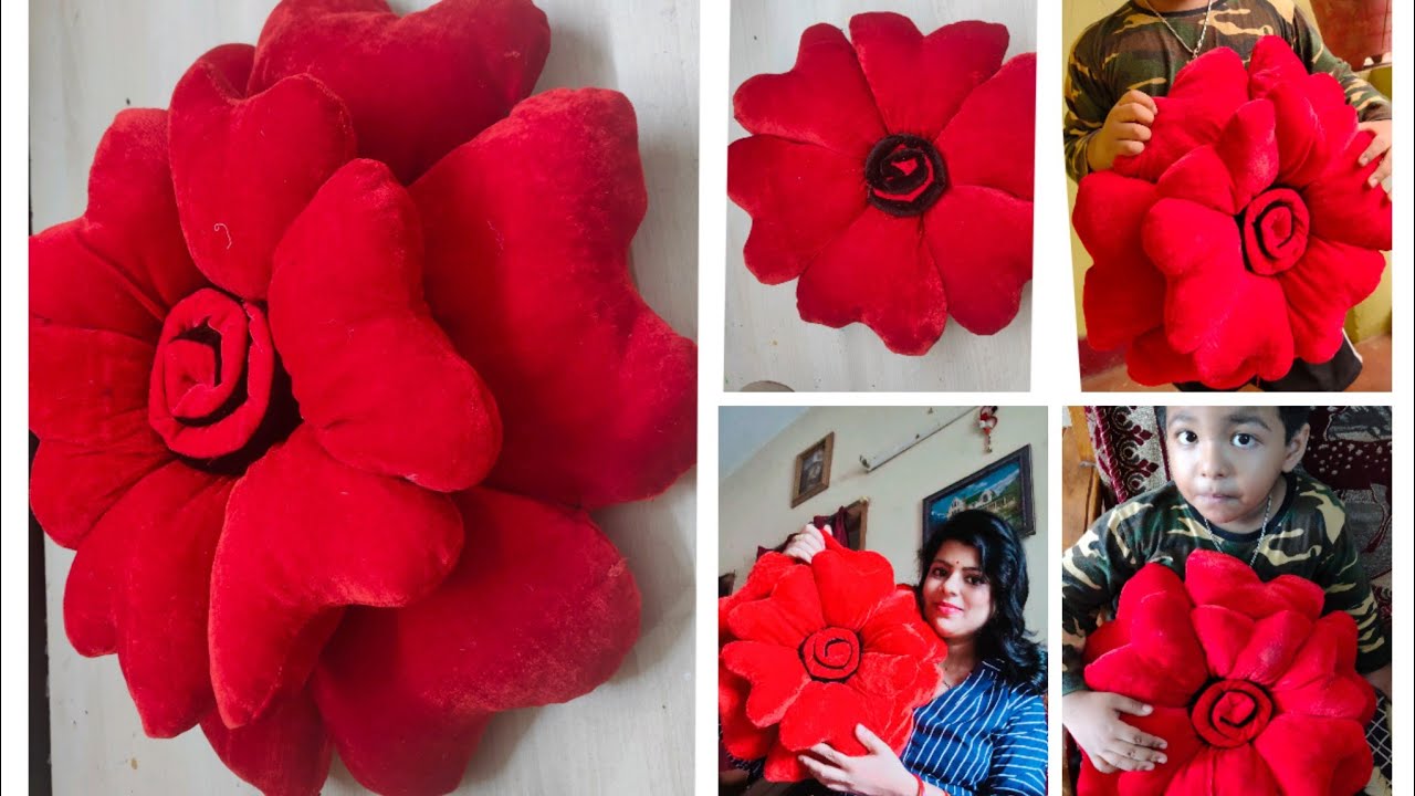 Diy Rose Cushion || हार्ट शेप कुशन कैसे बनाए | Attractive Heart Shaped Pillow DIY Sofa Pillows