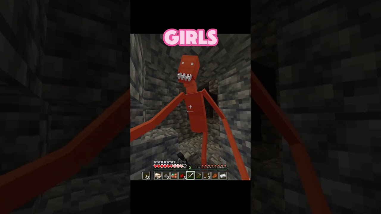 Boys VS Girls when they saw the Cave Dweller in MINECRAFT #shorts