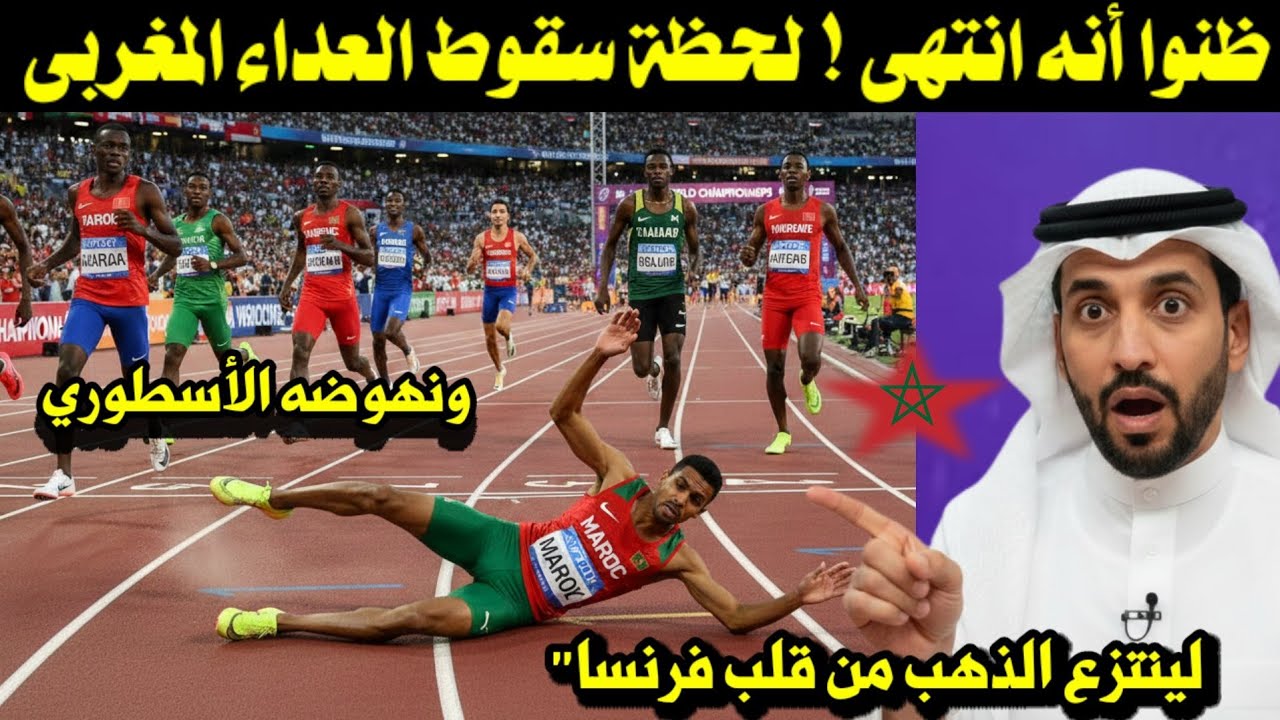 ​ظنوا أنه انتهى ! لحظة سقوط العداء المغربى ونهوضه الأسطوري لينتزع الذهب من قلب فرنسا