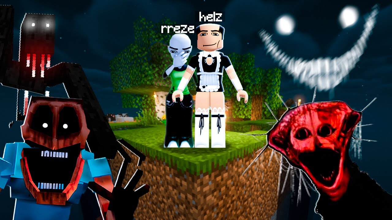 tentando sobreviver a One Chunk versão Terror do Minecraft... (ft. rreze)