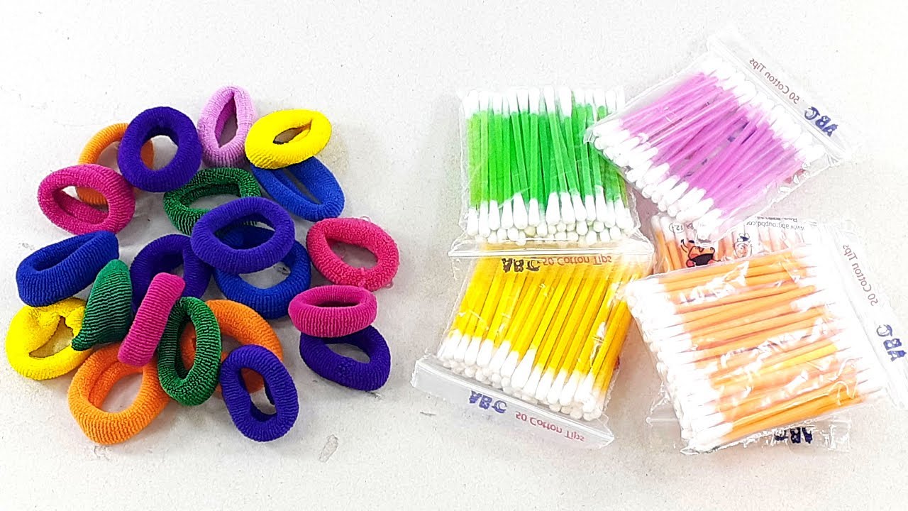 Amazing craft idea with Cotton buds & Hair rubber bands | DIY arts and crafts | Diy home deco