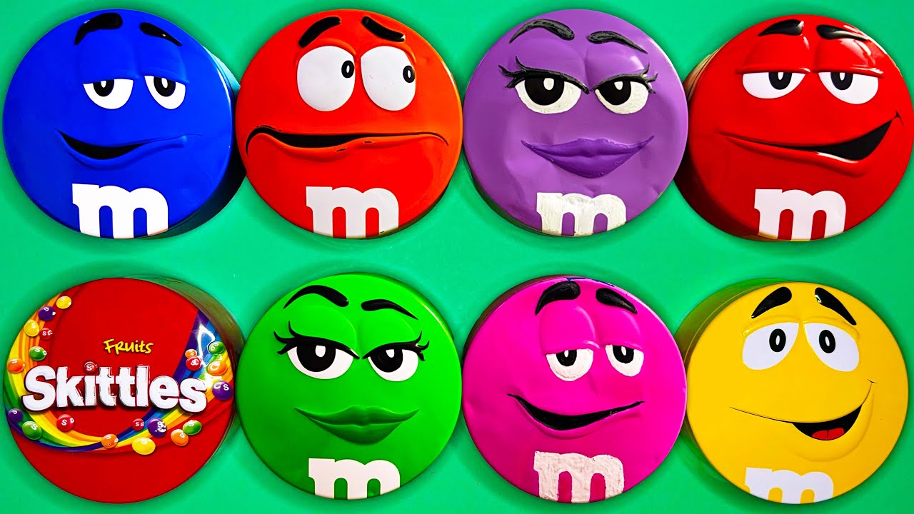 Satisfying Video | Beautiful Unpacking Radiant Skittles and Tasty M&M'S Candy From Mystery Tins ASMR