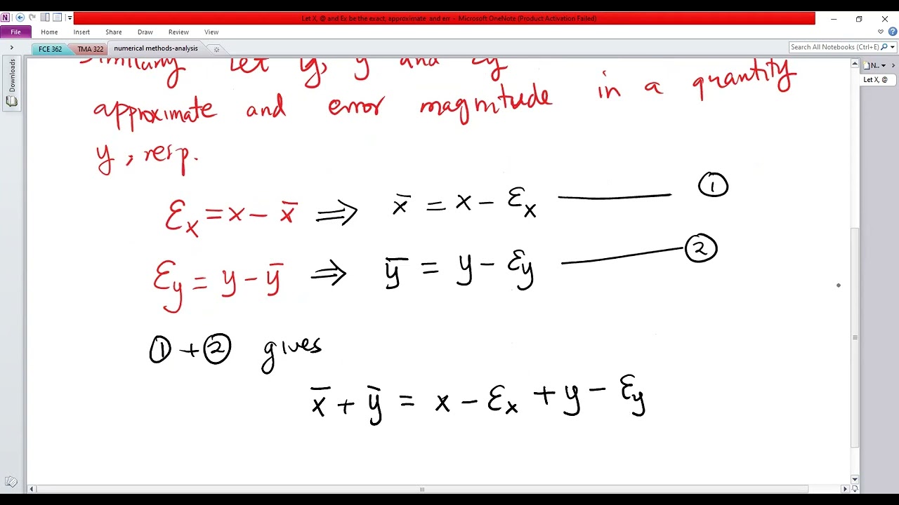 Errors in Numerical Computations:  Error Propagation in Sum and Difference  P 5