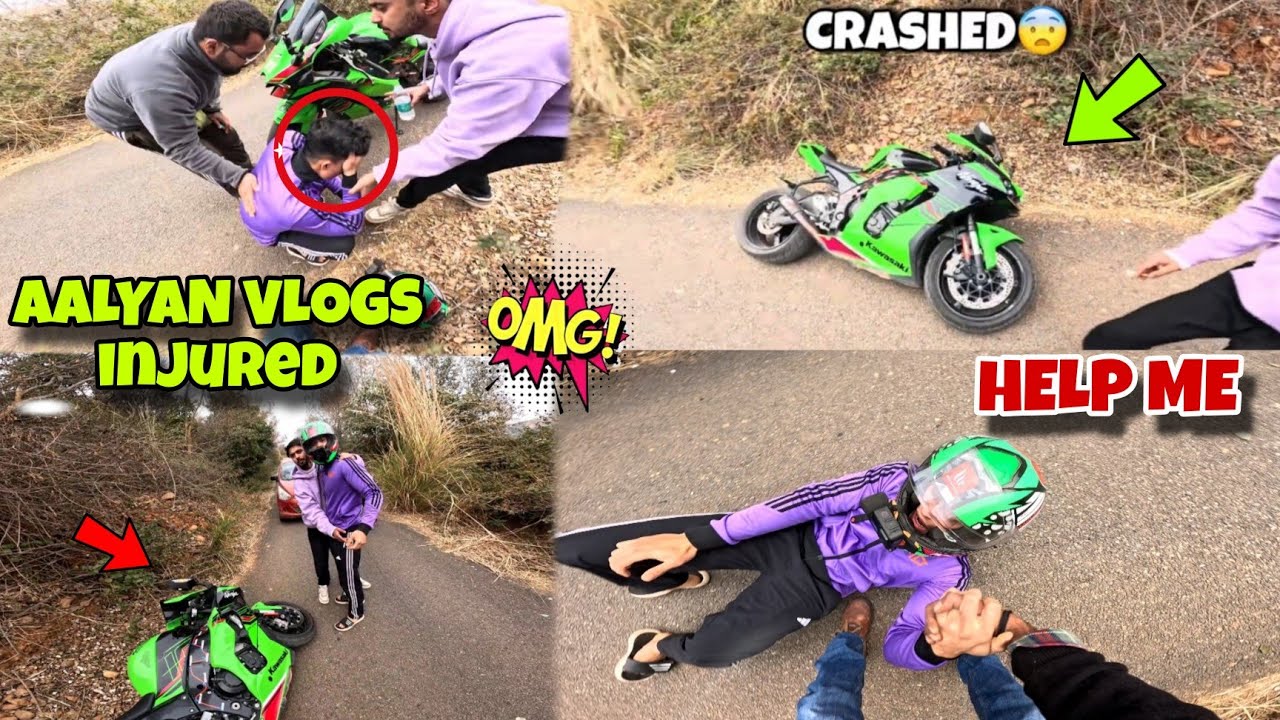 @aalyanvlogs1299 INJURED|| ZX10R live CRASH|| Kawa h2r 
