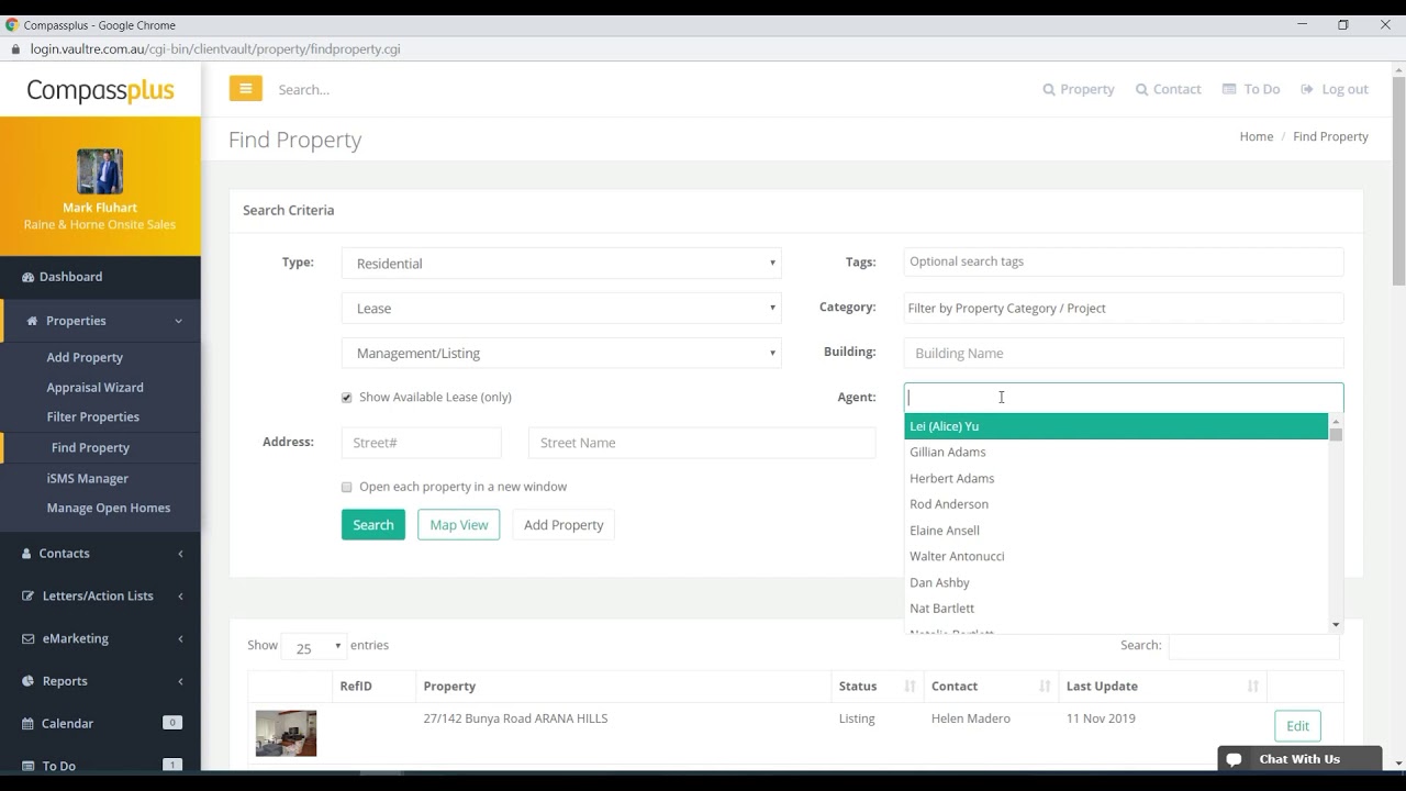 Searching for property in Compass Plus