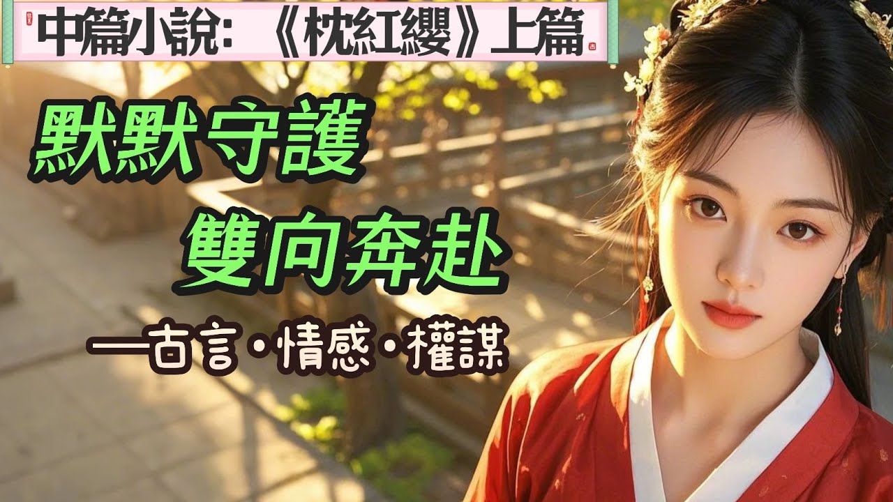 中篇小說《枕紅纓》上篇，我穿著素白的喪服，站在門口，看來來往往吊唁的賓客，他們沒有一個人，像我爹爹那樣傷心。甚至，爹爹不在的時候，我聽到他們在竊竊私語，說小侯爺一死，賀蘭家，要就此絕嗣了。
