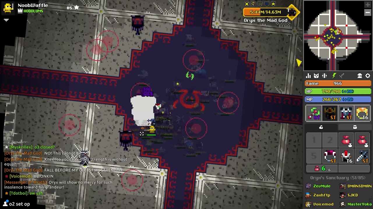 (rotmg o3) banana oryx ST warrior hits 4/4 wizard damage (202k/min, 854k)