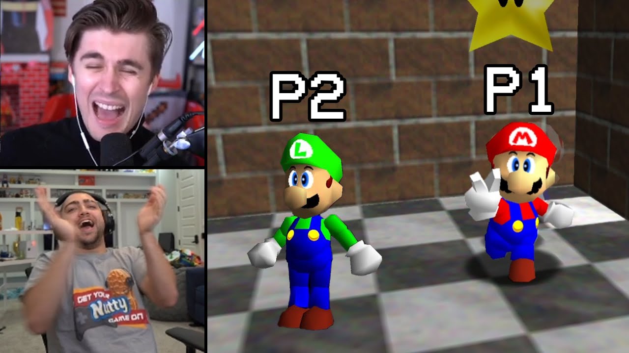 Ludwig commentates Mizkif Mario 64 race vs Papaplatte