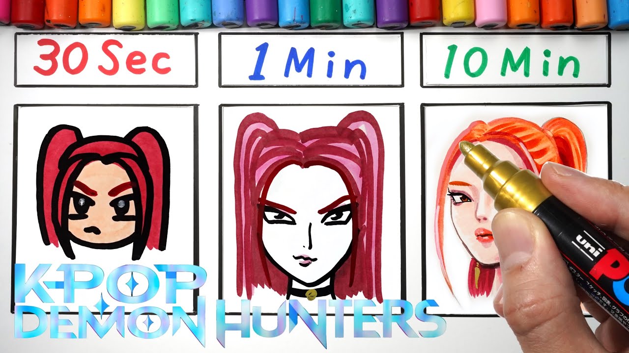 Drawing Mira in 30Sec.1Min.30Min(KPop Demon Hunters)