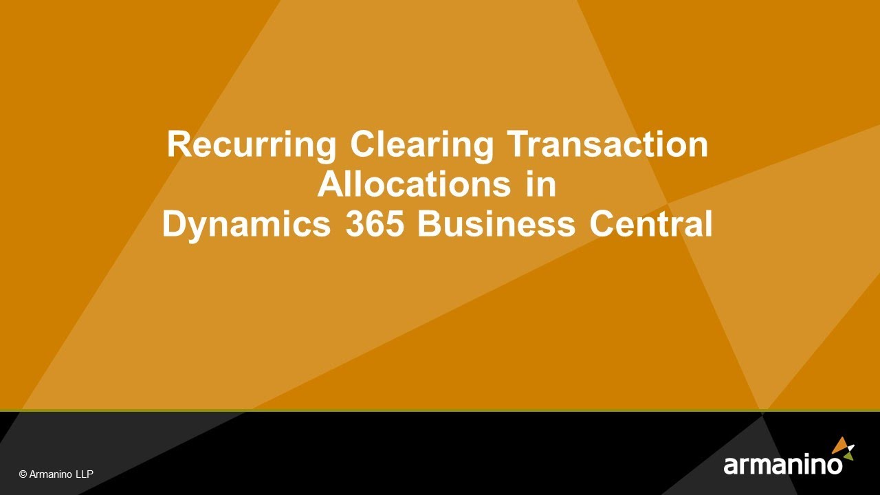 BC Recurring Clearing Transactions for Allocations in Business Central