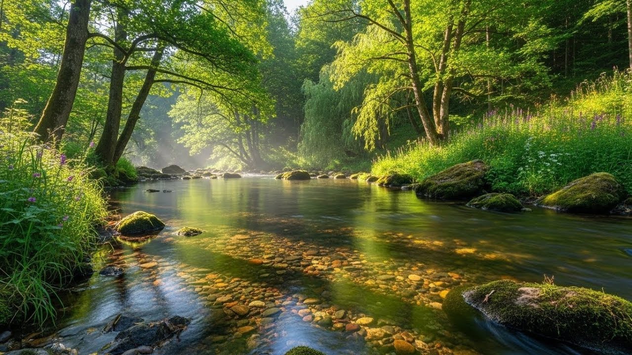 Tranquil River in Forest 🌲🌊 Relaxing Nature Ambience for Focus and Serenity #2584