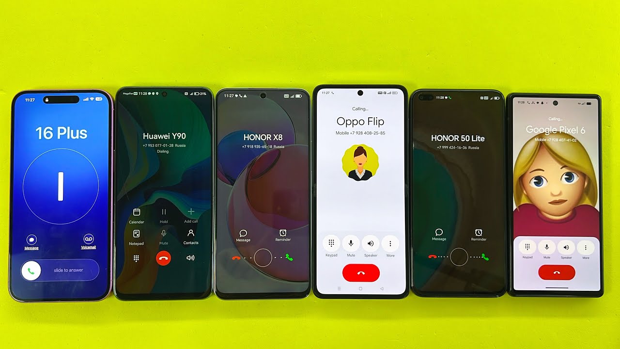 Google Pixel 6 + iPhone 16 Plus + OPPO Find Flip + Huawei Y90 + Honor X8 | 50 Incoming Outgoing Call