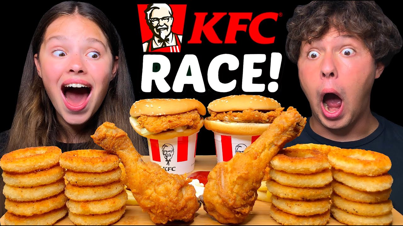 ASMR KFC RACE! FRIED CHICKEN, ONION RINGS, CHICKEN SANDWICHES MUKBANG EATING SOUNDS 먹방 Tati ASMR