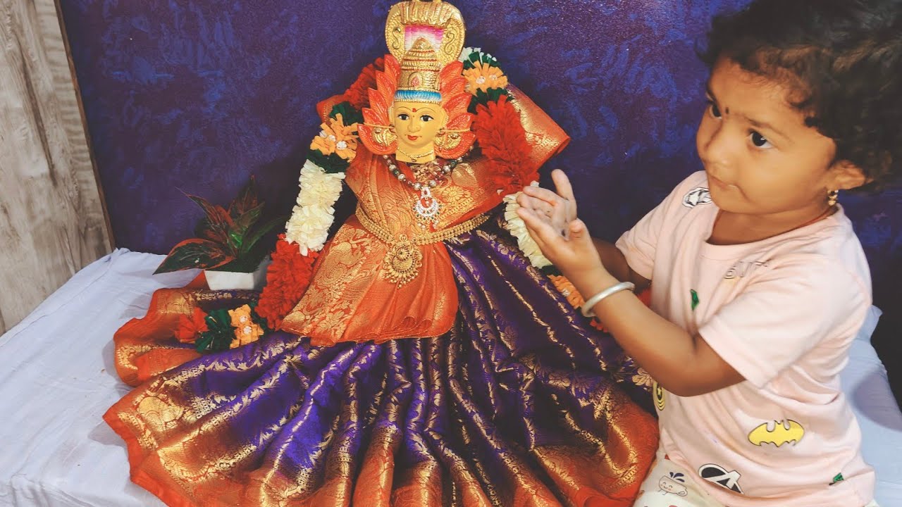 Quick&easy varalakshmi saree draping| varamahalakshmi | Pooja decoration |