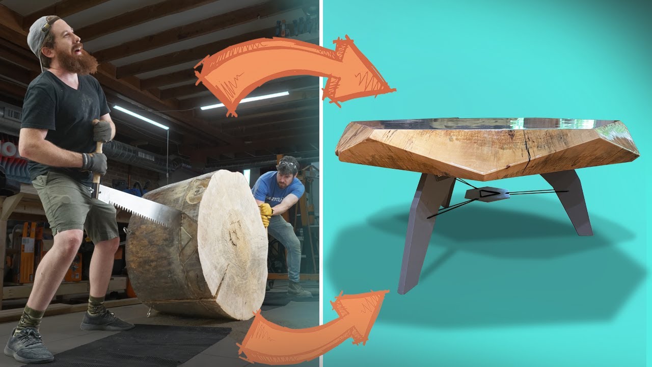 From MASSIVE LOG to INSANE MIDCENTURY MODERN Coffee Table. ft: Modustrial Maker, Ten Hundred, Kiptoe