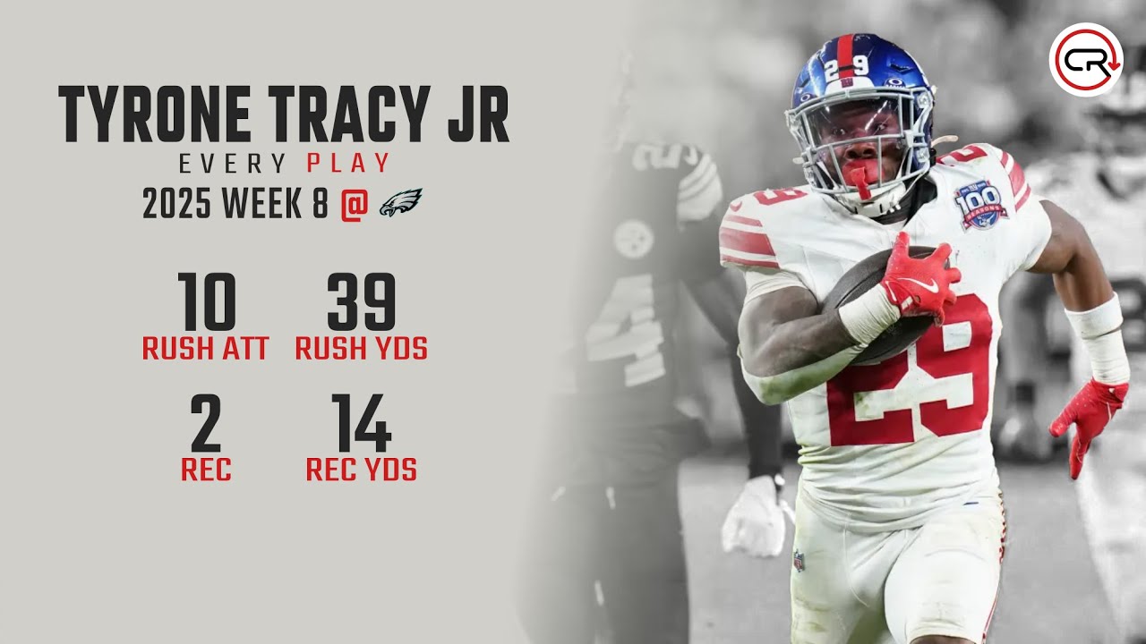 Tyrone Tracy Jr Week 8 Highlights | Every Run, Target, and Catch vs Eagles