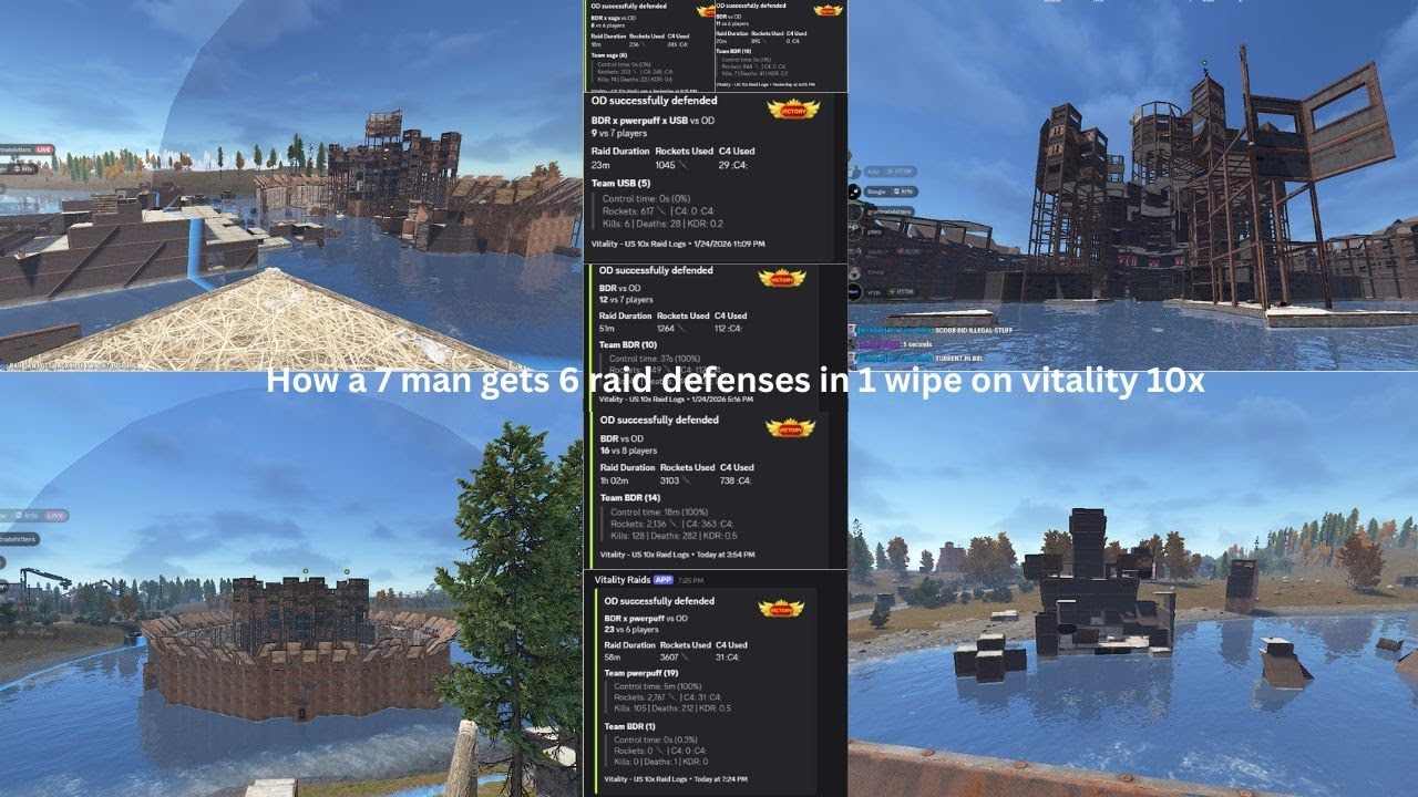 This is how a bounty friend group defends 6 raids in 1 wipe on vitality 10x (RUST)
