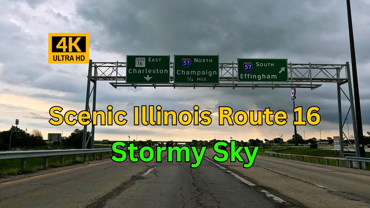 🌩️ Stormy Illinois Road Trip: Mattoon to Charleston via IL-16 [4K GoPro Driving]