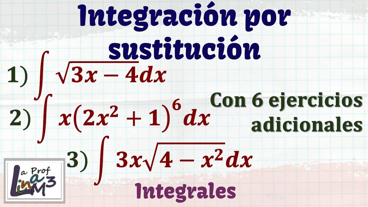 Integración por sustitución | 10 ejercicios explicados desde cero | La Prof Lina M3
