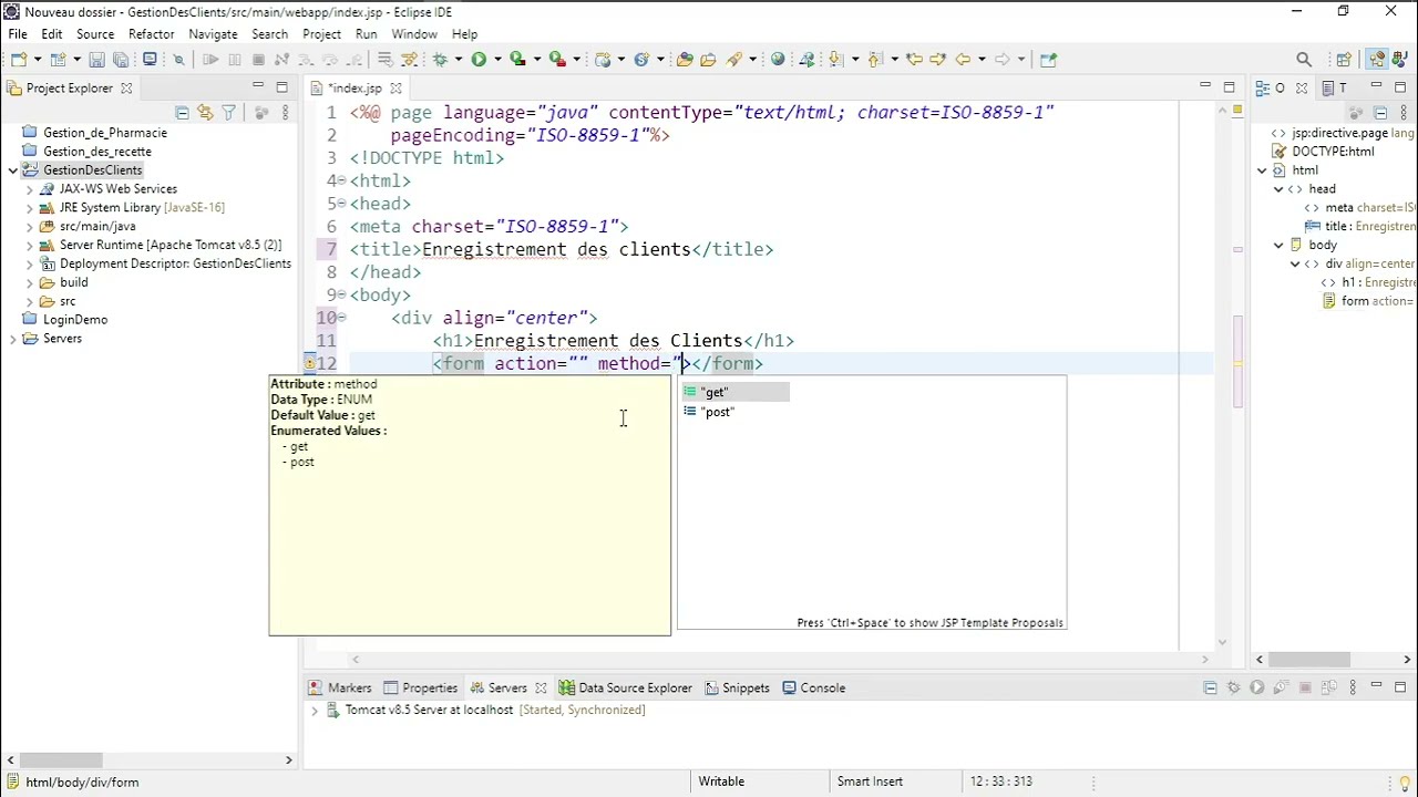TUTO JAVA JSP WEB : Gestion des Clients  (Formation débutant) SUR #eclipse