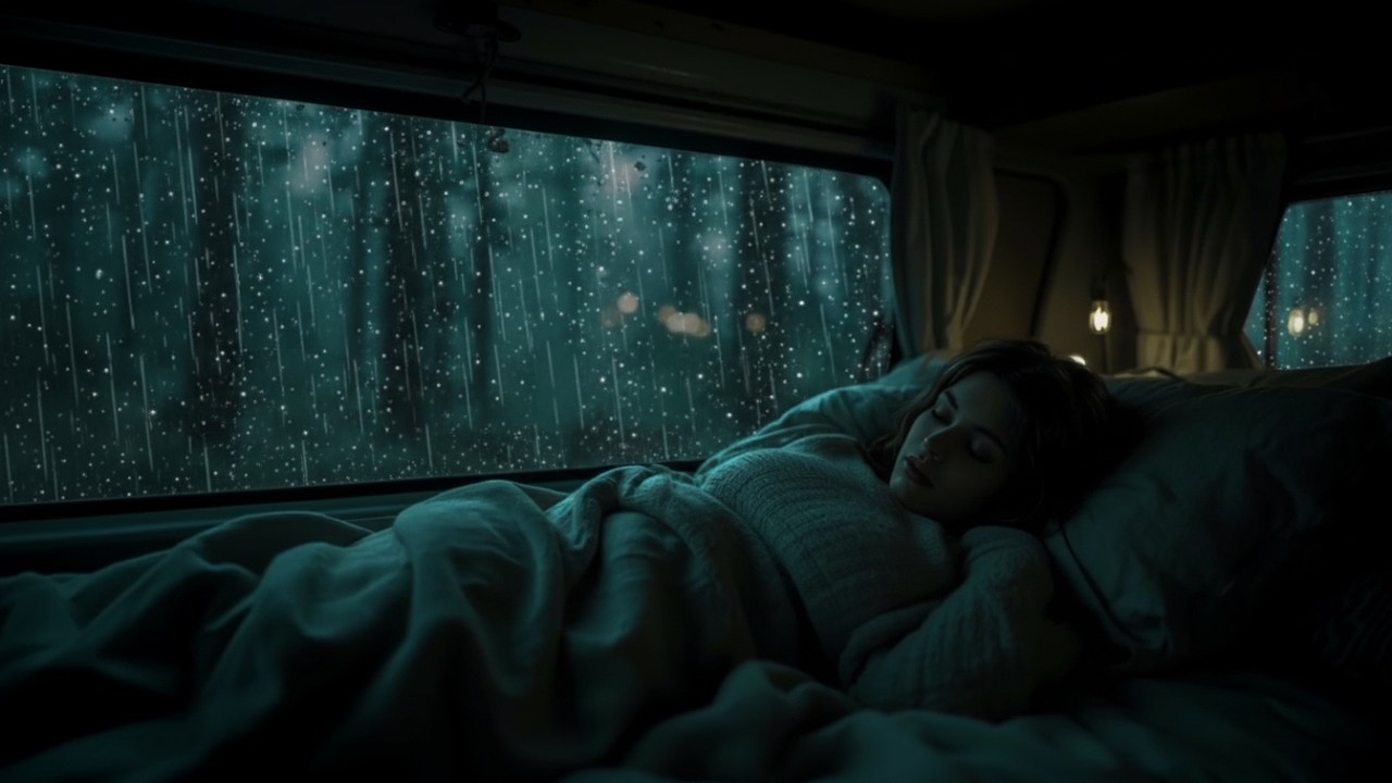 8 Hours Heavy Rain in Van | Sleep Ambience