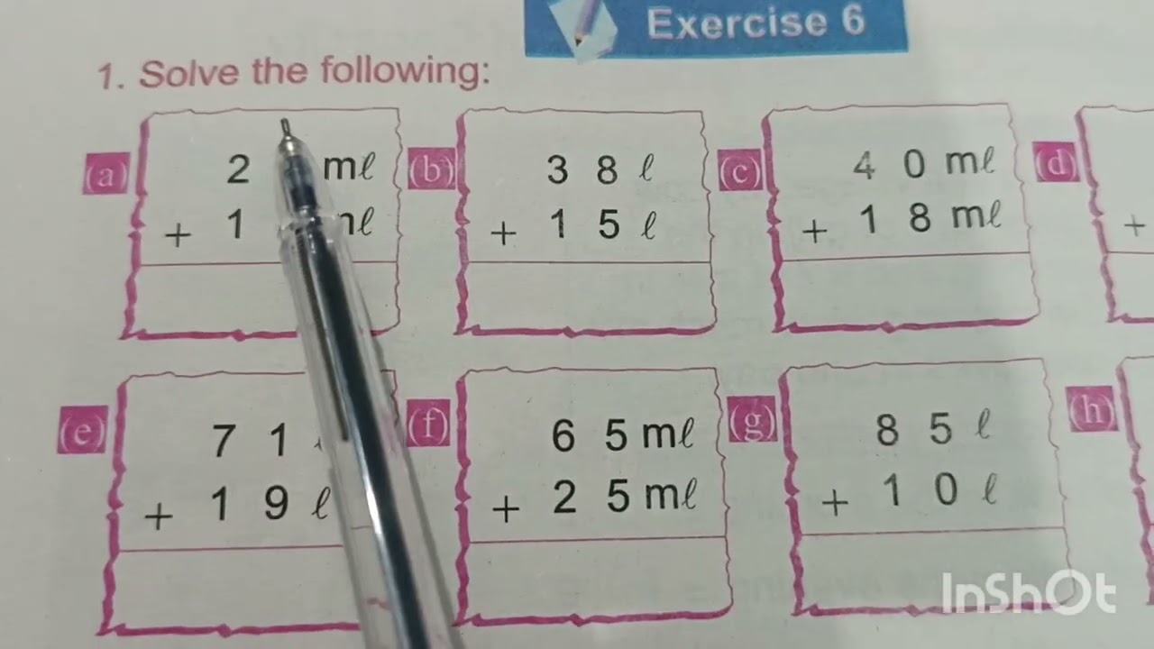 Mathematics class two unit 4 Addition and subtraction of capacity ( Exercise 6) solved 