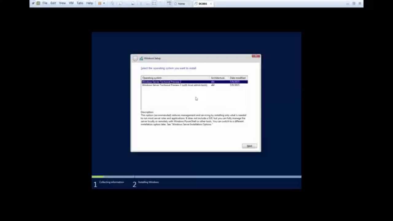 1. Installing Windows Server Technical Preview 2 (10074) (DC001)