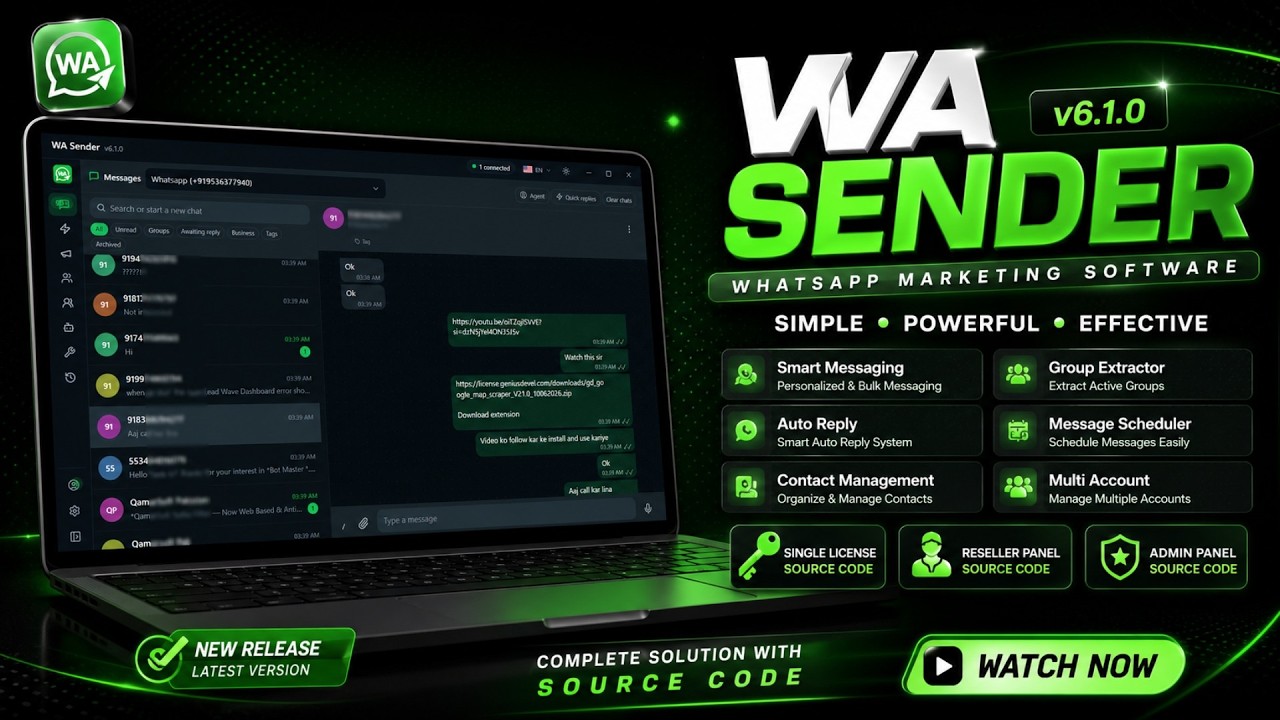 Release WA Sender V6.1.0 | 🚀 with advanced features lates wa sender Whatsapp marketing software