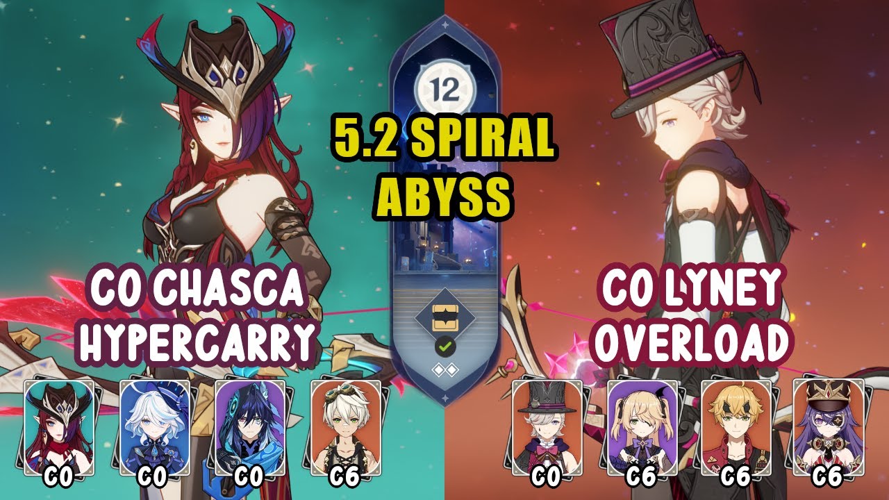 C0R1 CHASCA HYPERCARRY & C0R1 LYNEY OVERLOAD | 5.2 Spiral Abyss - Floor 12 | Genshin Impact