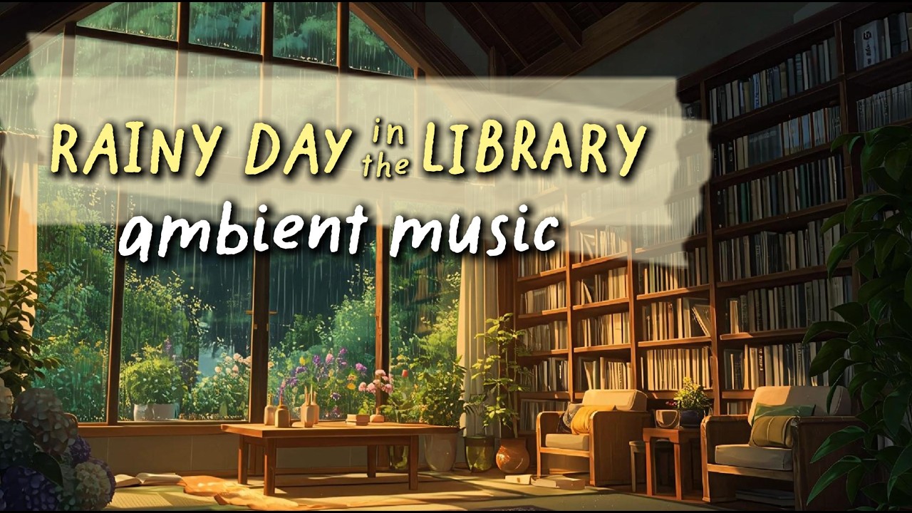 Rainy Day in the Private Library 📖 Soft Ambient & Rain Sounds ~ Cozy Home Sanctuary