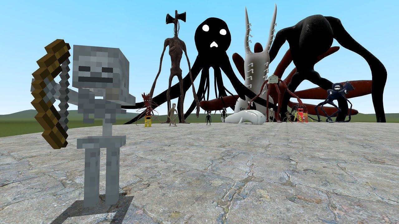 MINECRAFT SKELETON VS TREVOR HENDERSON CREATURES!! Garry's Mod [Minecraft Trevor Henderson]