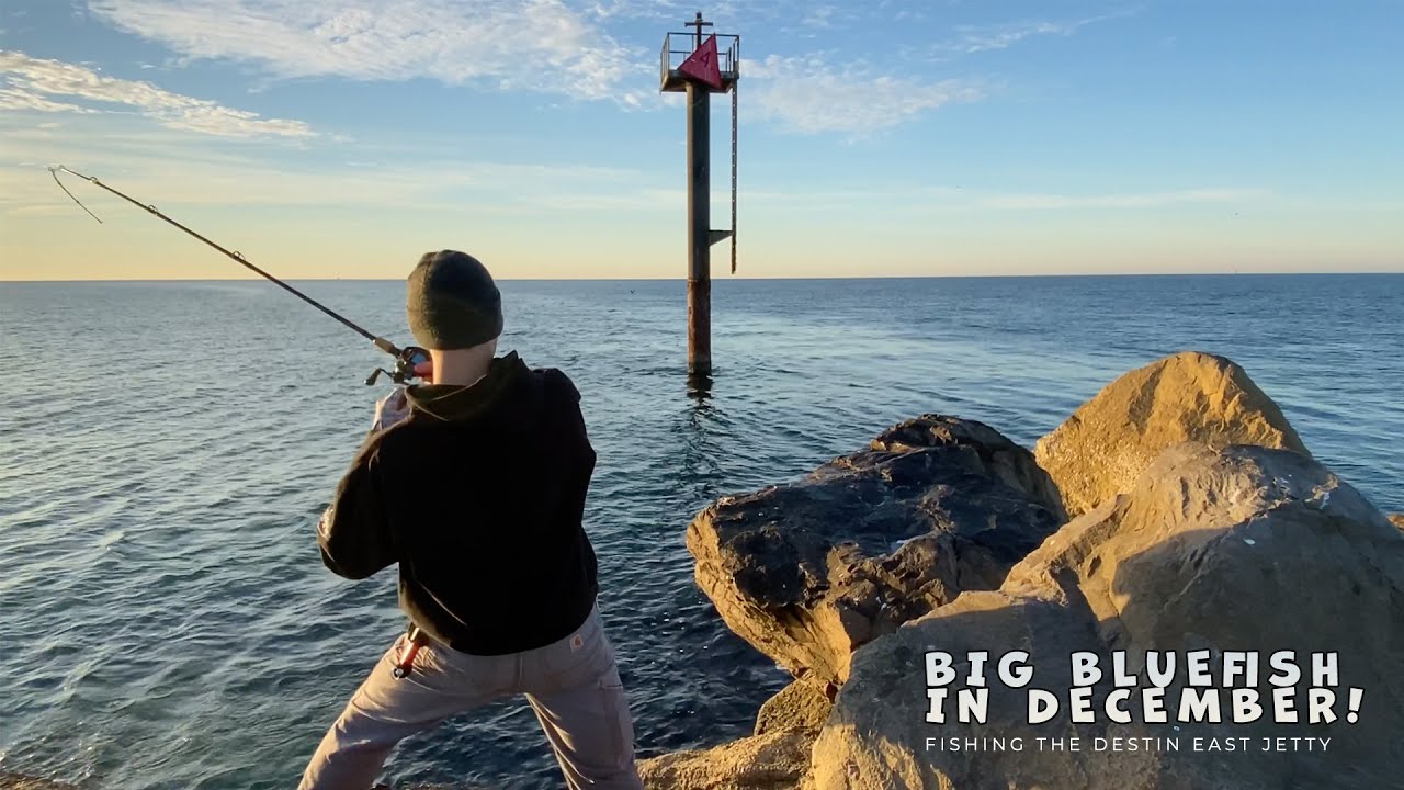 Fishing the Destin East Jetty | Big Bluefish in December!
