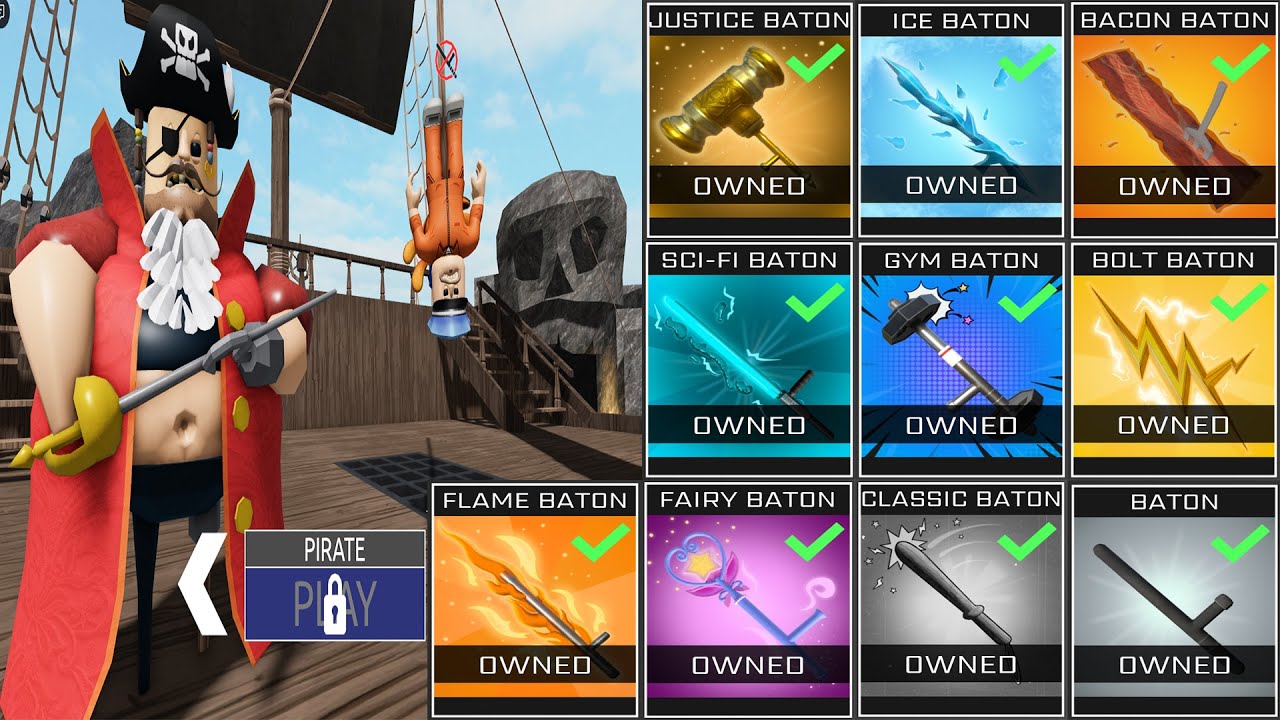 BARRY'S PRISON RUN! (OBBY) Roblox Barry Update - All 10 Batton Unlocked: Bolt, Justice, Ice, SCI FI
