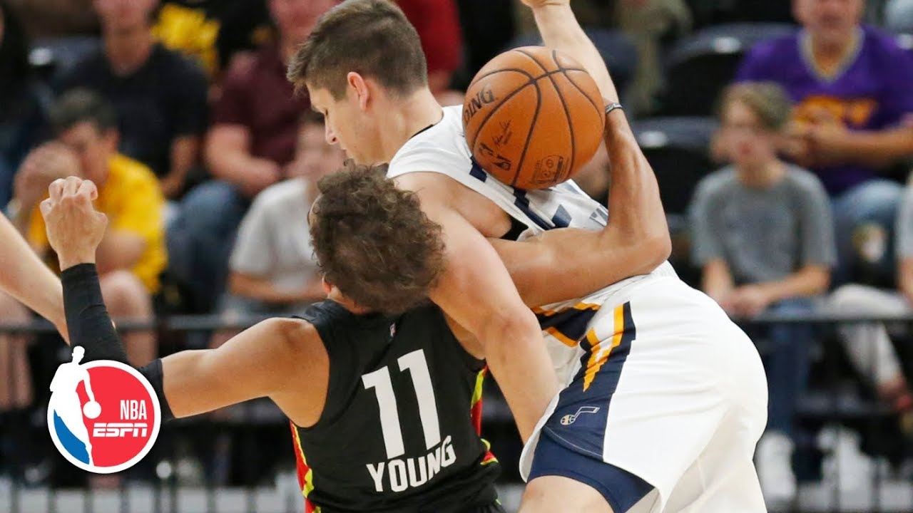 Grayson Allen and Trae Young get into a scuffle, both receive technical fouls | NBA Highlights