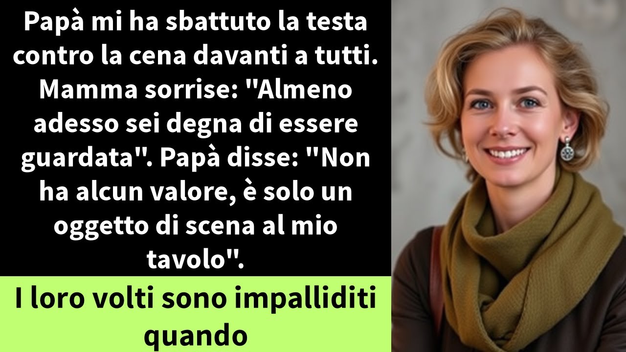 Papà mi ha sbattuto la testa contro la cena davanti a tutti. Mamma sorrise: 