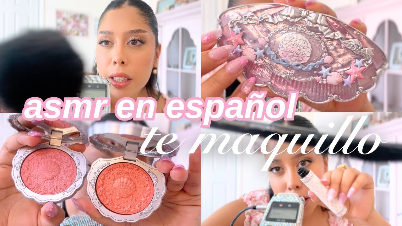 ASMR en Español | ♡ Te maquillo con productos bonitos (tascam layered sounds)